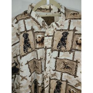 North River Outfitters Hunting Dog Print Mens Button Down Size L